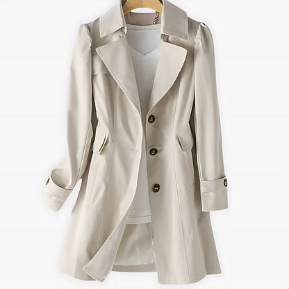 Marnie | Single Breasted Notch Lapel Knee Length Trench Coat