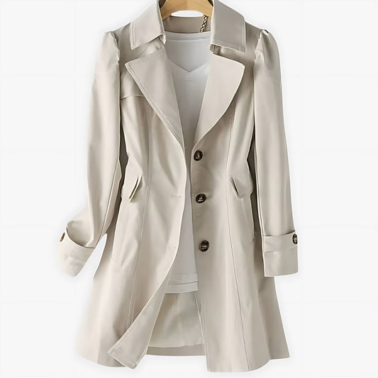 Marnie | Single Breasted Notch Lapel Knee Length Trench Coat