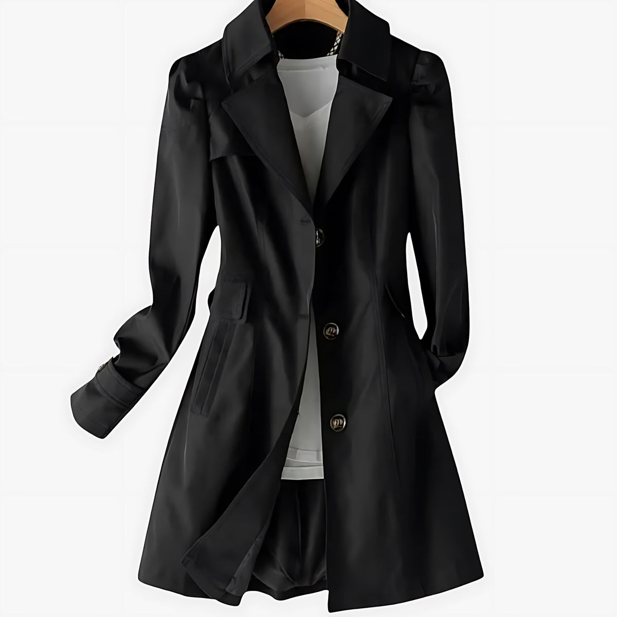 Marnie | Single Breasted Notch Lapel Knee Length Trench Coat
