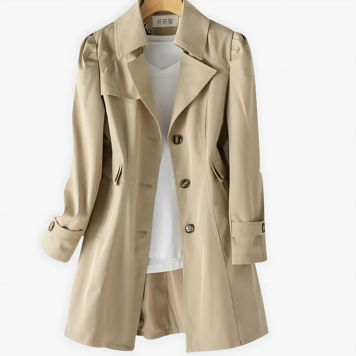 Marnie | Single Breasted Notch Lapel Knee Length Trench Coat