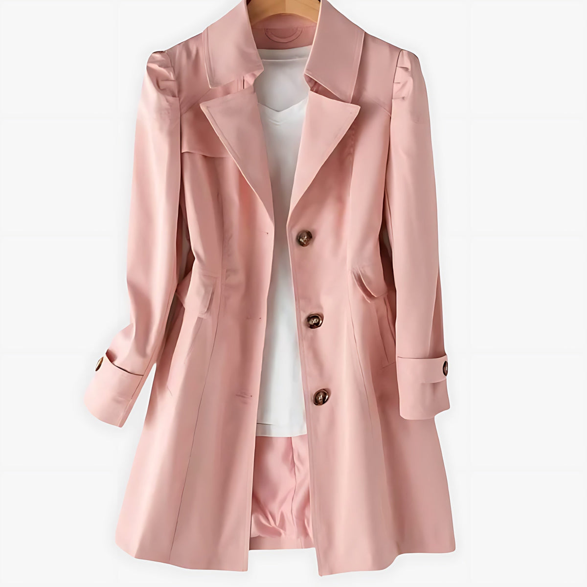 Marnie | Single Breasted Notch Lapel Knee Length Trench Coat
