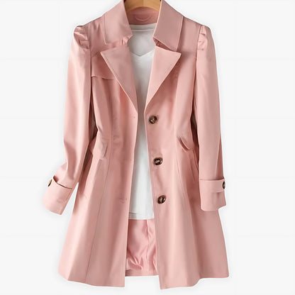 Marnie | Single Breasted Notch Lapel Knee Length Trench Coat