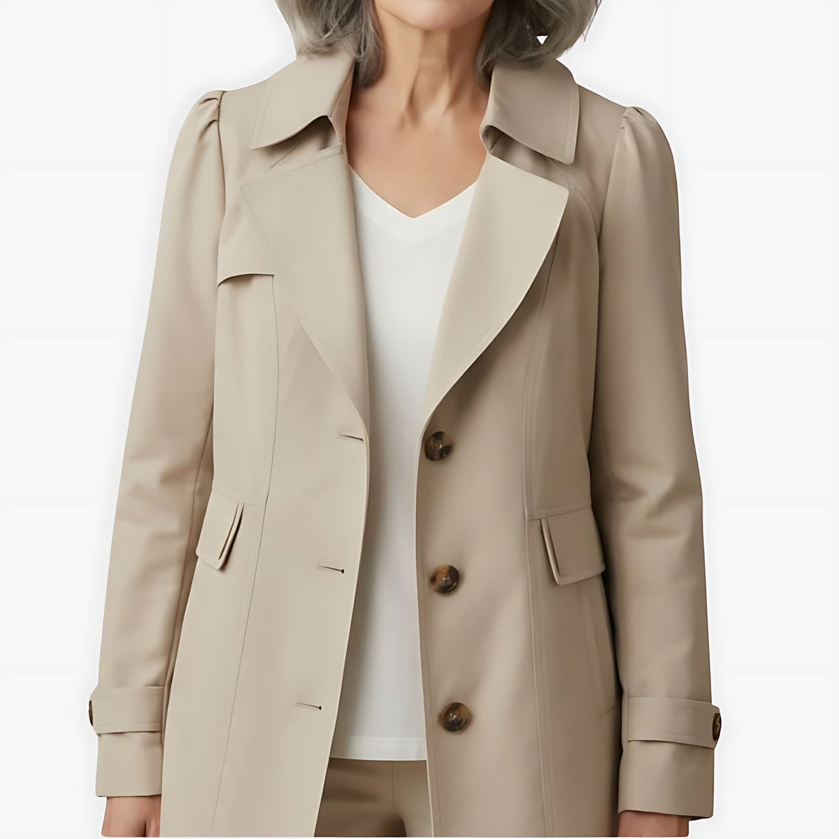 Marnie | Single Breasted Notch Lapel Knee Length Trench Coat