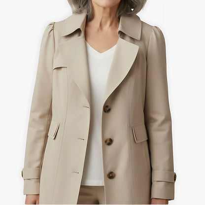Marnie | Single Breasted Notch Lapel Knee Length Trench Coat