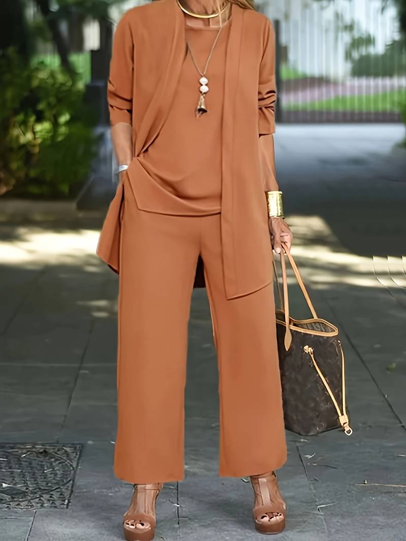 Ophira | Women's Round Neck Long Sleeve 3 Piece Set