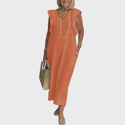 Rosalinda | Women's V-Neck Sleeveless Pocket Maxi Dress
