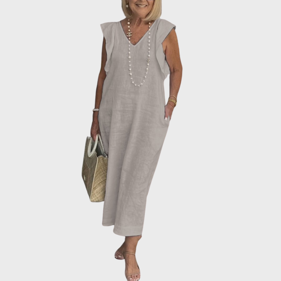 Rosalinda | Women's V-Neck Sleeveless Pocket Maxi Dress