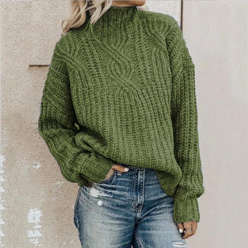 Sylvie | Chunky Cable Knit Mock Neck Jumper