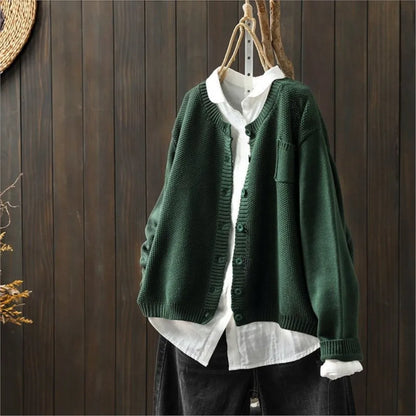Tilly | Relaxed Crew Neck Button Knit Cardigan