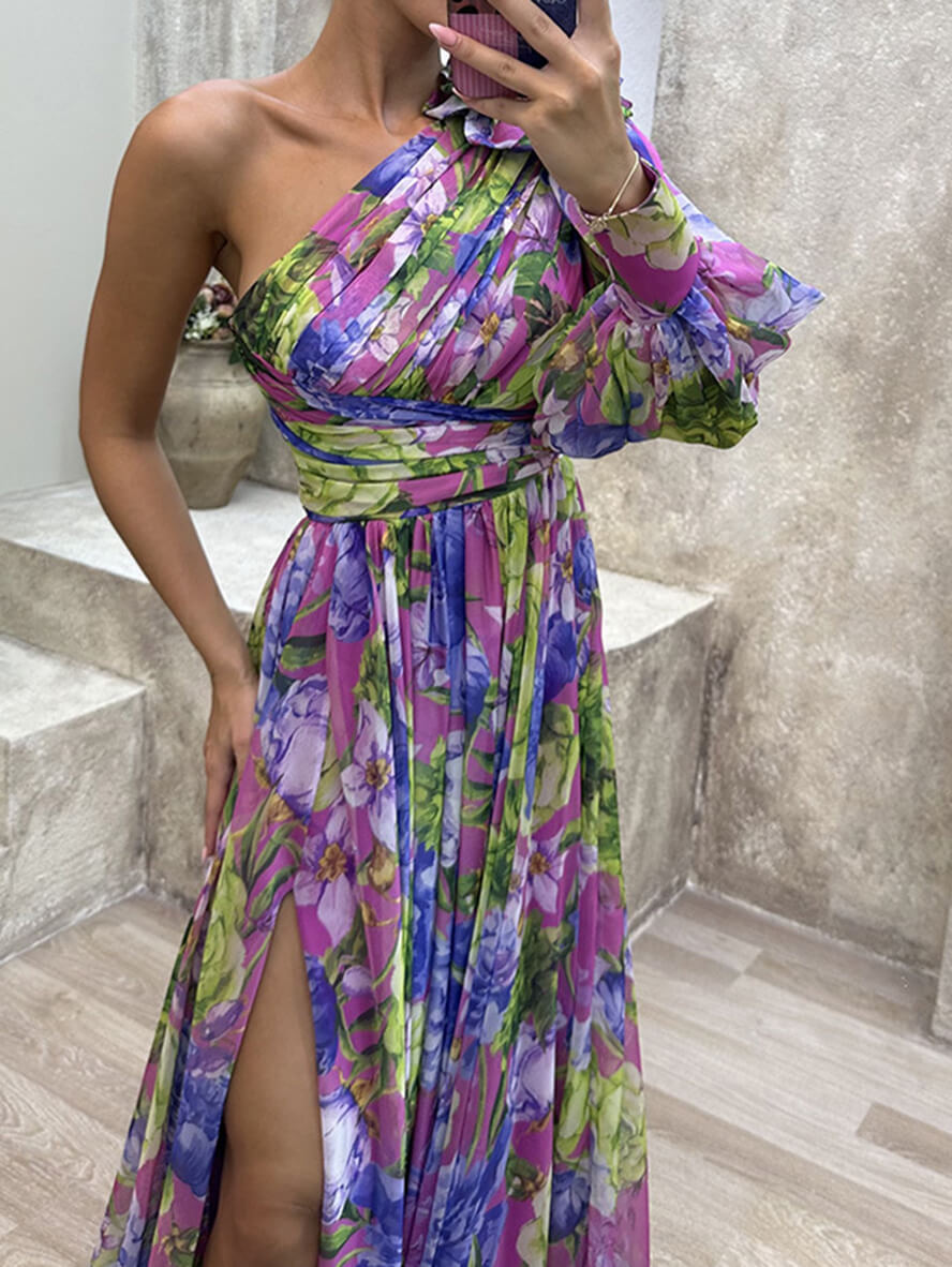 Theodora | Women's One Shoulder Floral Maxi Dress