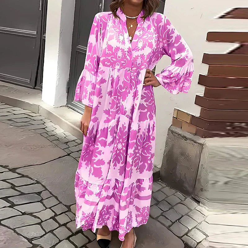 Valencia | Women's Floral Long Sleeve Midi Dress