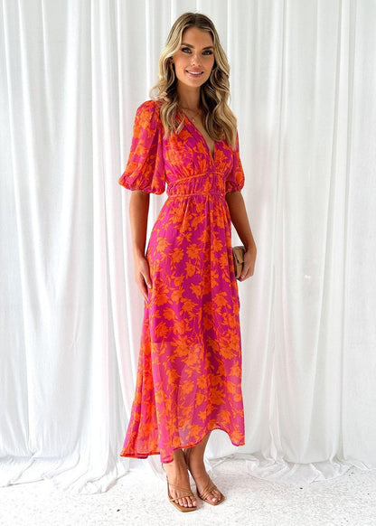 Anna | Women's Floral V Neck Maxi Wedding Guest Dress