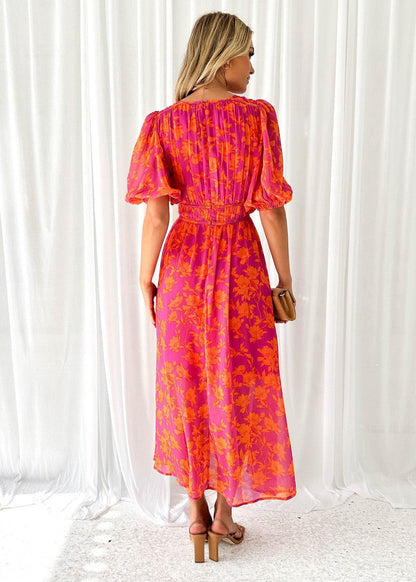Anna | Women's Floral V Neck Maxi Wedding Guest Dress