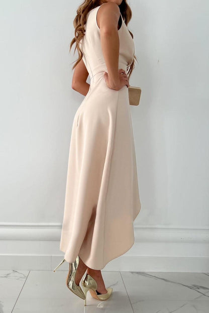 Abigail | Women's Sleeveless Asymmetric Midi Wedding Guest Dress