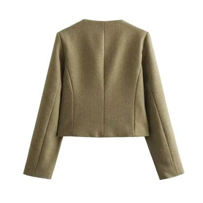 Hannah | Women's Cropped Button Front Bomber Jacket