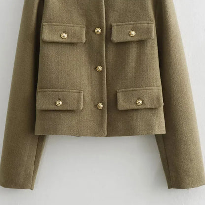 Hannah | Women's Cropped Button Front Bomber Jacket