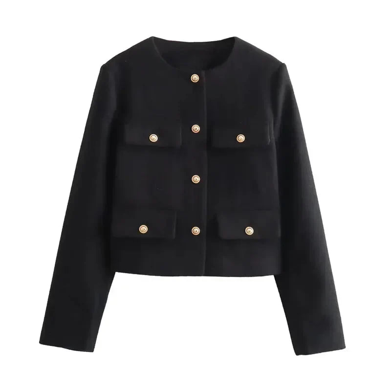 Hannah | Women's Cropped Button Front Bomber Jacket
