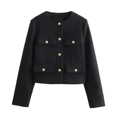 Hannah | Women's Cropped Button Front Bomber Jacket