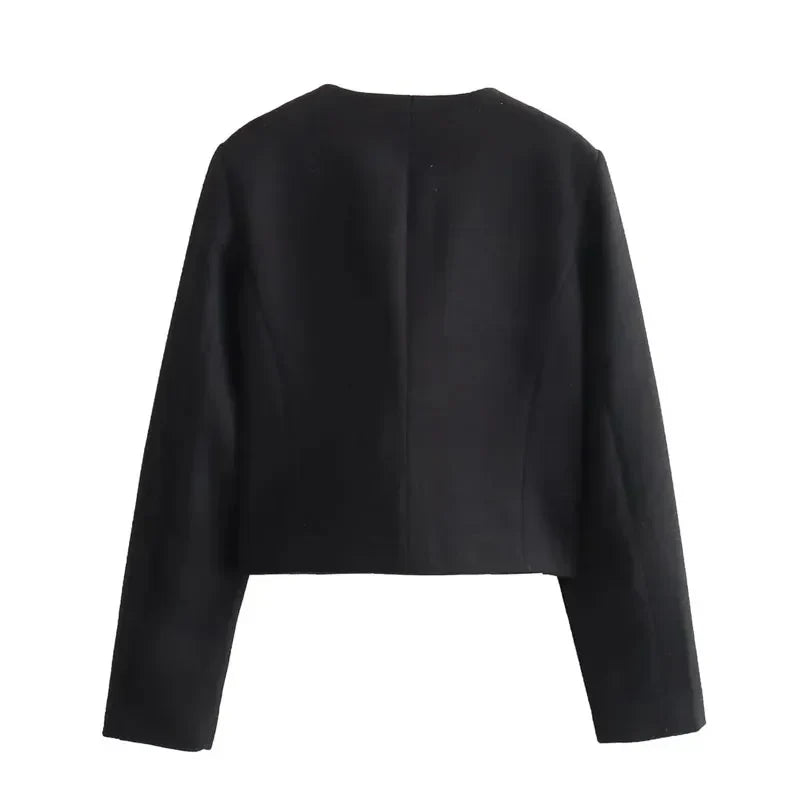 Hannah | Women's Cropped Button Front Bomber Jacket