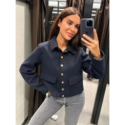 Harper | Women's Cropped Button Front Bomber Jacket