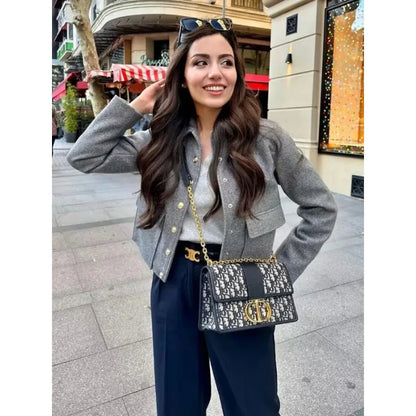 Harper | Women's Cropped Button Front Bomber Jacket