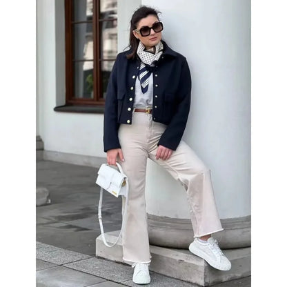 Harper | Women's Cropped Button Front Bomber Jacket