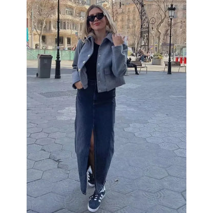 Harper | Women's Cropped Button Front Bomber Jacket
