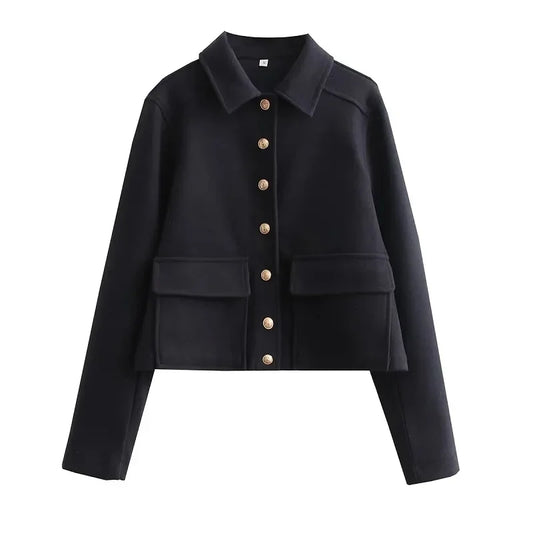 Harper | Women's Cropped Button Front Bomber Jacket