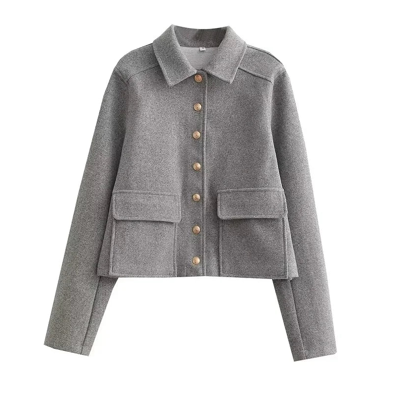 Harper | Women's Cropped Button Front Bomber Jacket