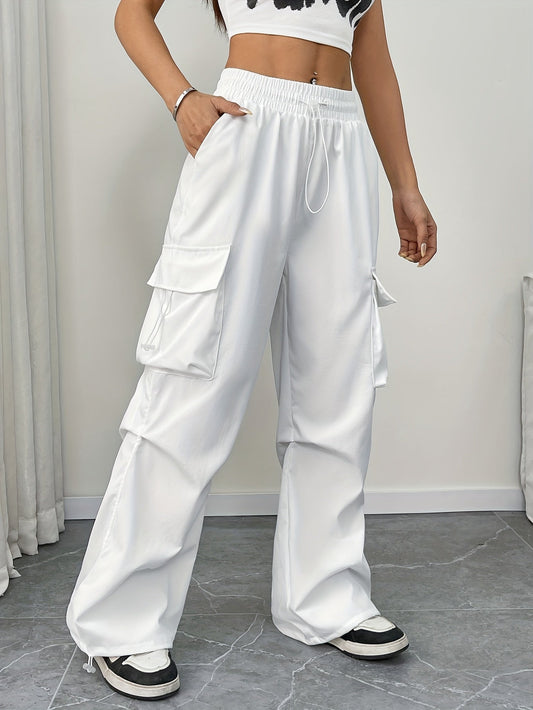 Samantha | Women's Wide Leg Cargo Pocket Drawstring Pants