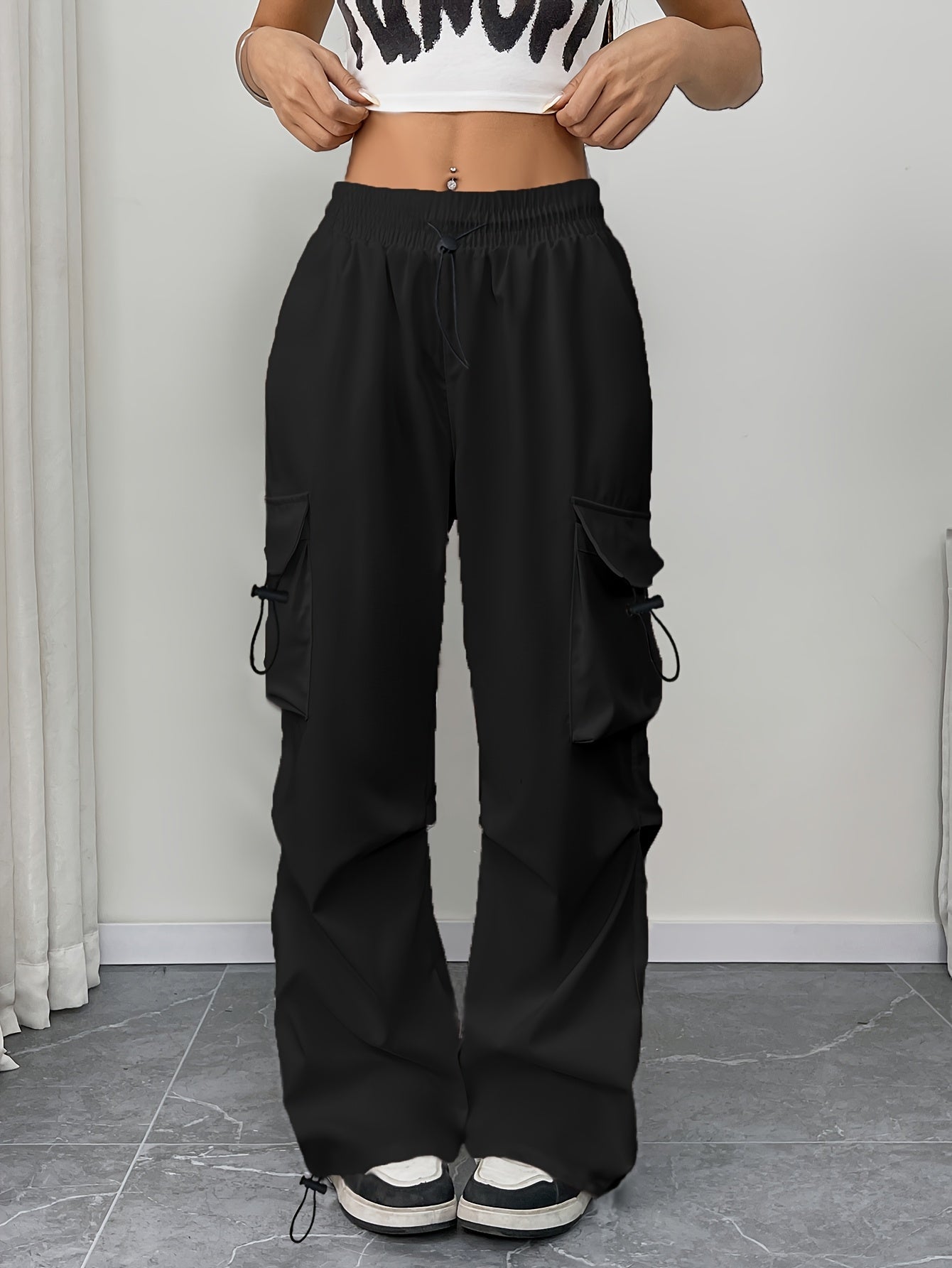 Samantha | Women's Wide Leg Cargo Pocket Drawstring Pants