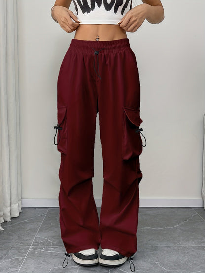 Samantha | Women's Wide Leg Cargo Pocket Drawstring Pants