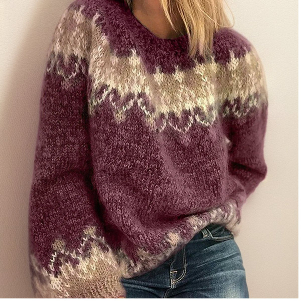 Ingrid | Fair Isle Nordic Mohair Crew Neck Knit Jumper