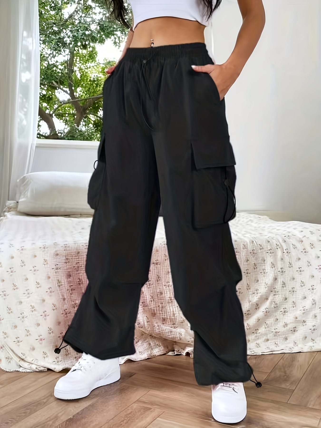 Ruby | Women's Wide Leg Cargo Pocket Casual Pants