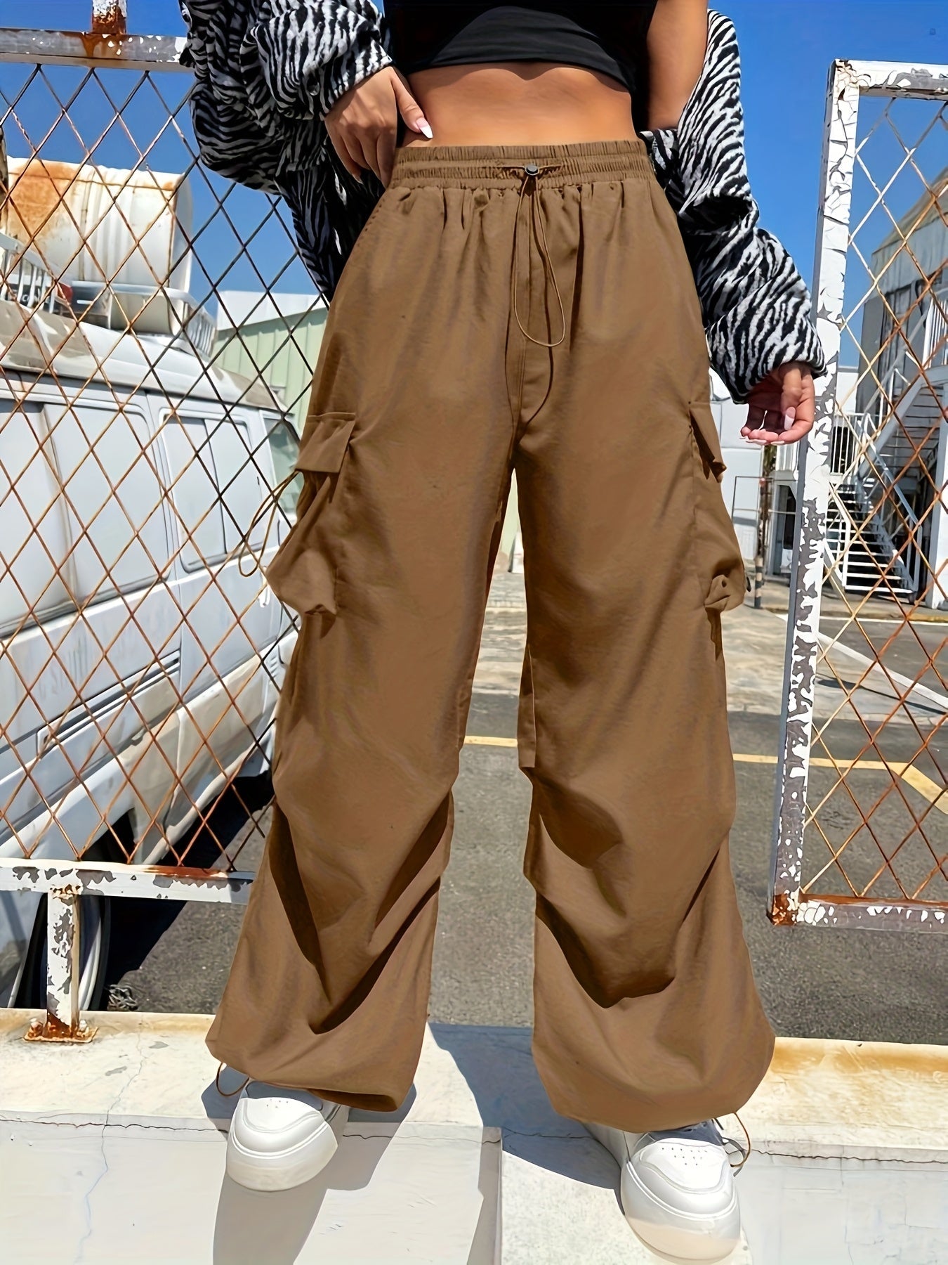 Ruby | Women's Wide Leg Cargo Pocket Casual Pants