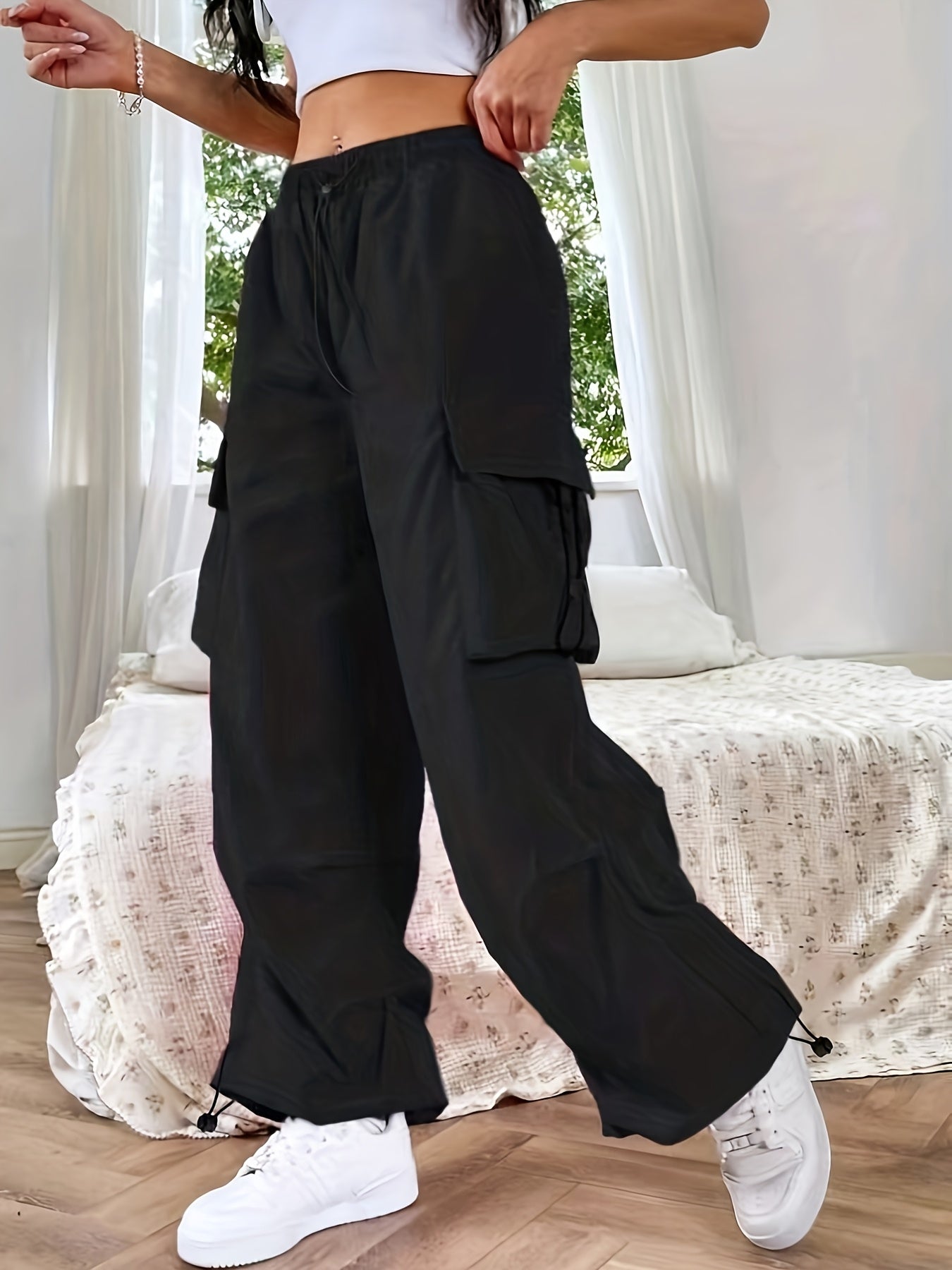 Ruby | Women's Wide Leg Cargo Pocket Casual Pants