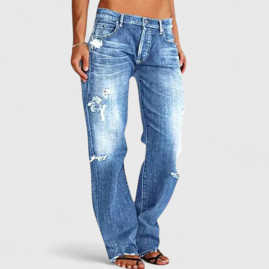 Ava | Women's Distressed Low Rise Straight Leg Jean