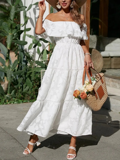 Catherine | Women's Off Shoulder Tiered Maxi Wedding Guest Dress