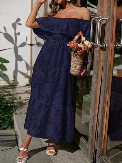 Catherine | Women's Off Shoulder Tiered Maxi Wedding Guest Dress