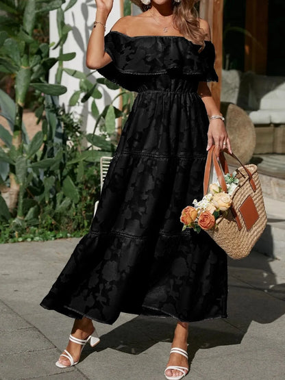 Catherine | Women's Off Shoulder Tiered Maxi Wedding Guest Dress