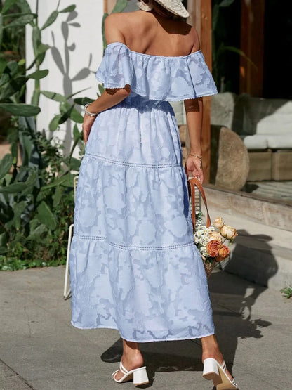 Catherine | Women's Off Shoulder Tiered Maxi Wedding Guest Dress