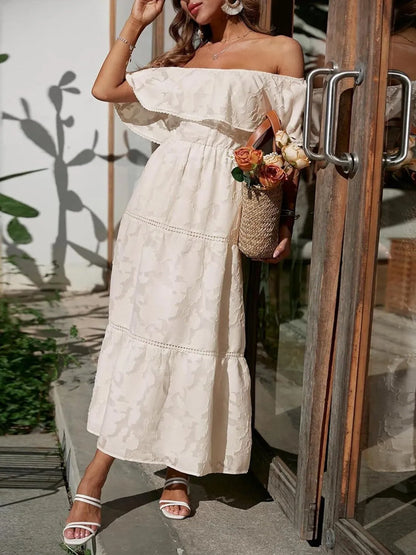 Catherine | Women's Off Shoulder Tiered Maxi Wedding Guest Dress