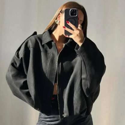Madeline | Women's Cropped Zip Up Bomber Jacket