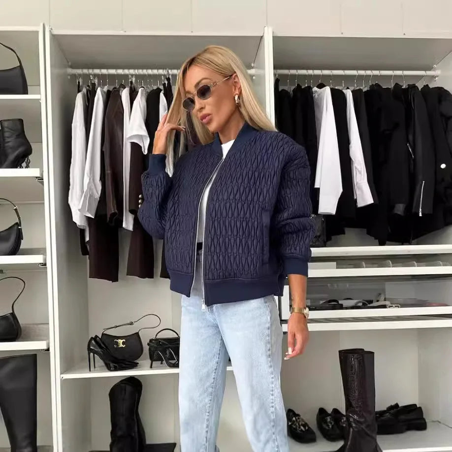 Isabella | Women's Quilted Zip Up Bomber Jacket