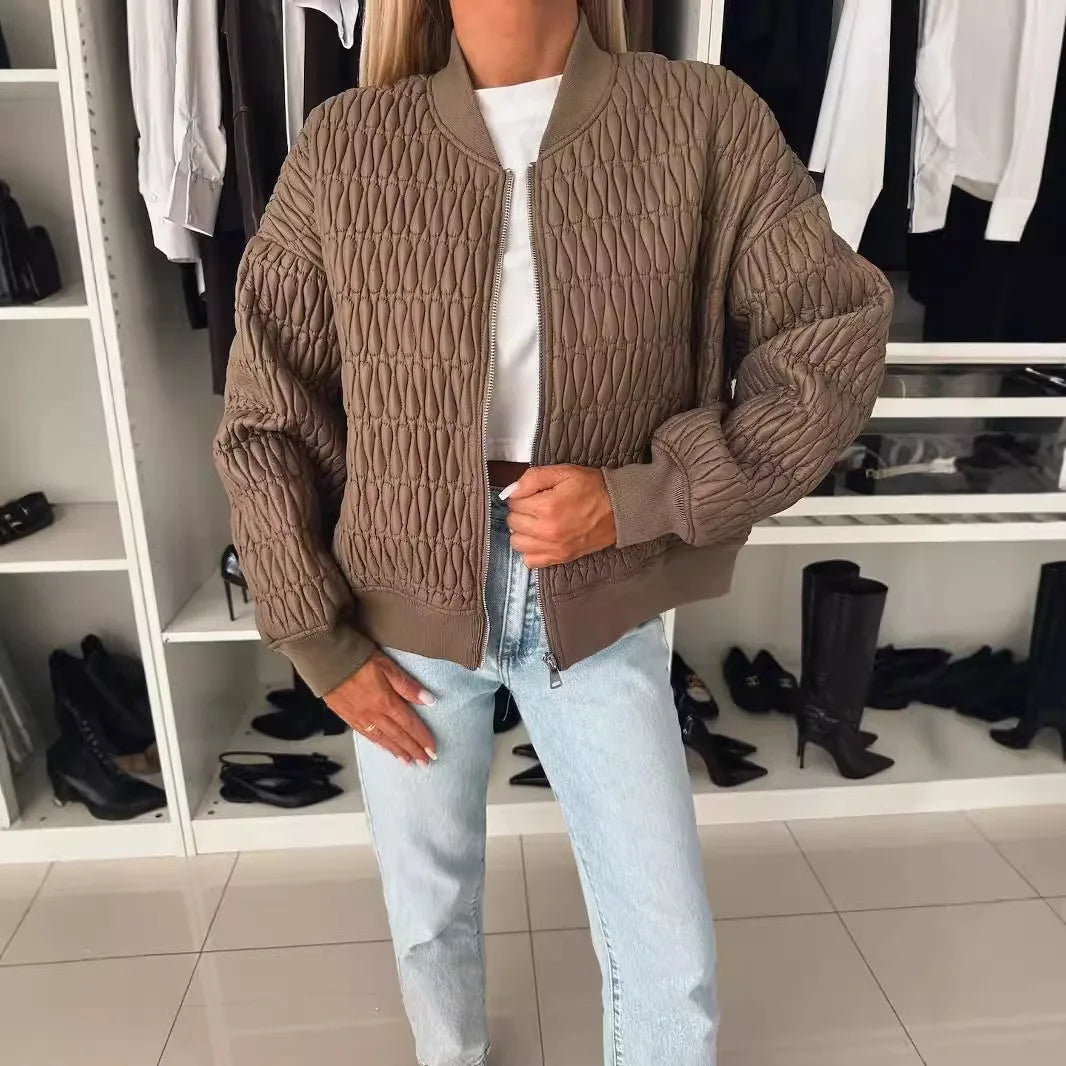 Isabella | Women's Quilted Zip Up Bomber Jacket