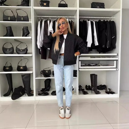 Isabella | Women's Quilted Zip Up Bomber Jacket