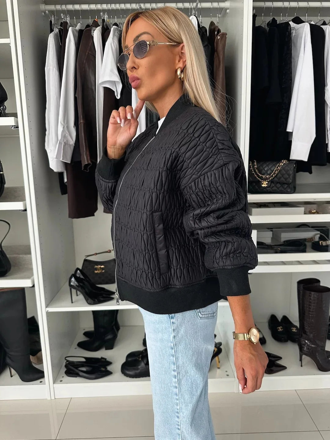 Isabella | Women's Quilted Zip Up Bomber Jacket