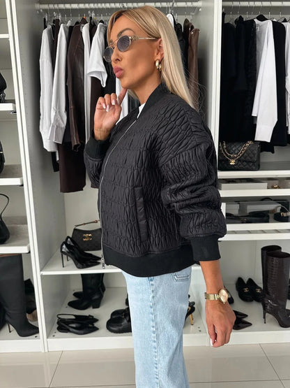 Isabella | Women's Quilted Zip Up Bomber Jacket