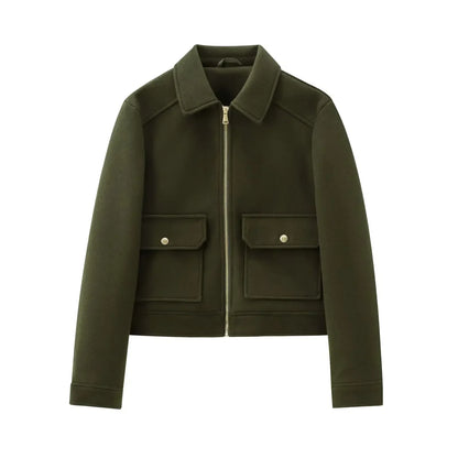 Georgia | Women's Cropped Zip Up Bomber Jacket