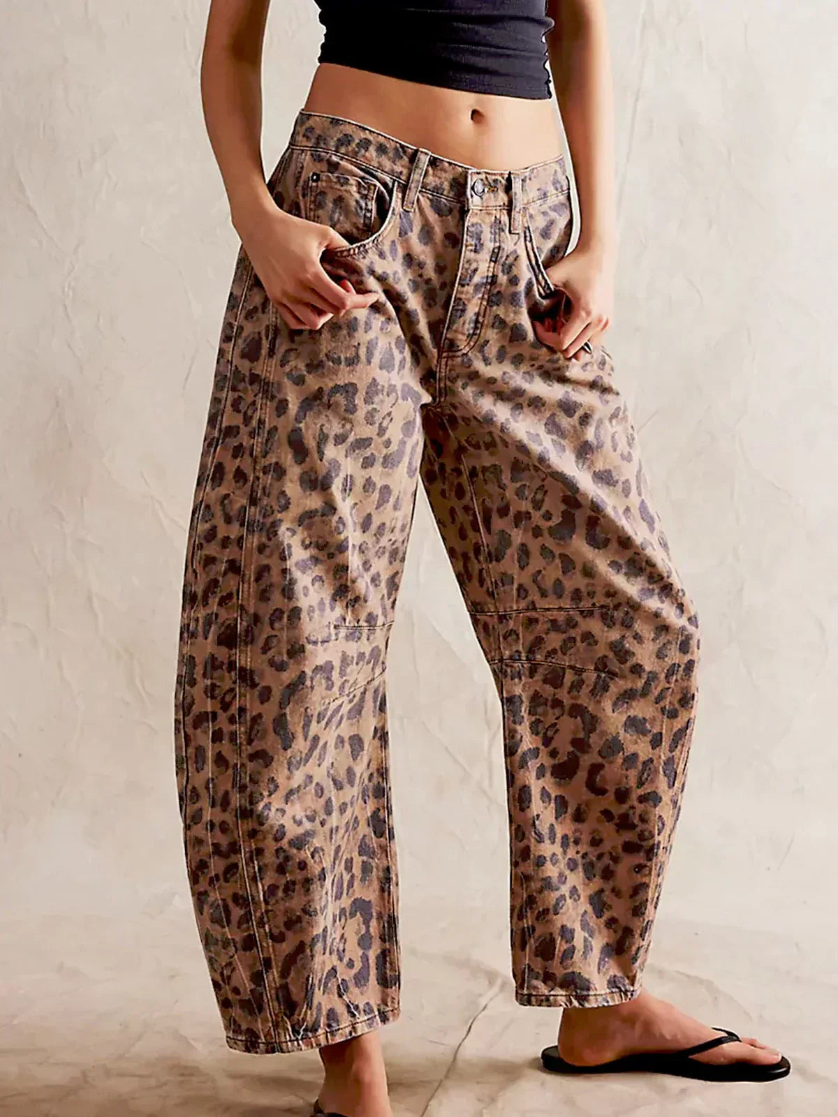 Catherine | Women’s Leopard Print Wide Leg Jeans